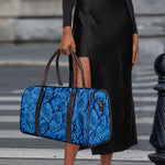 Blue Rose Print Duffle Bag