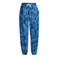 Blue Rose Print Fleece Lined Knit Pants
