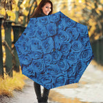 Blue Rose Print Foldable Umbrella