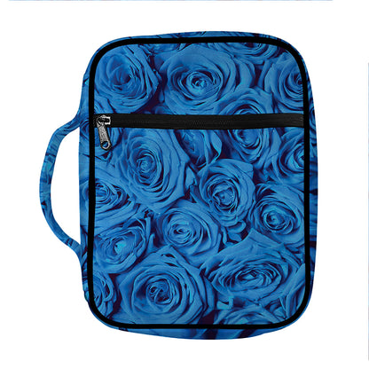 Blue Rose Print Front Pocket Bible Bag
