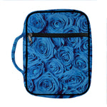 Blue Rose Print Front Pocket Bible Bag
