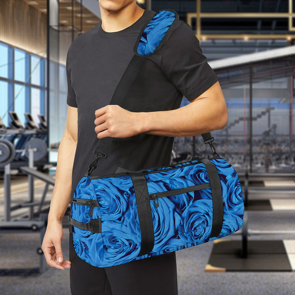 Blue Rose Print Gym Bag