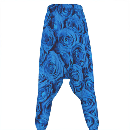 Blue Rose Print Hammer Pants