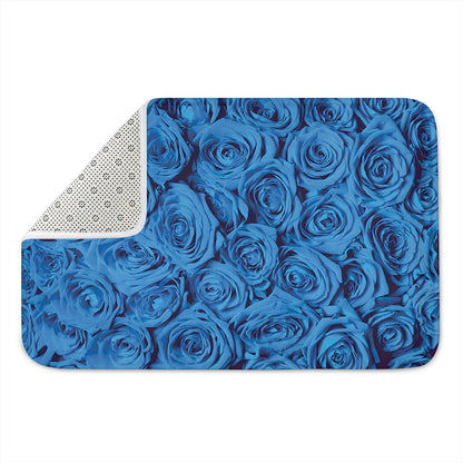 Blue Rose Print Indoor Door Mat