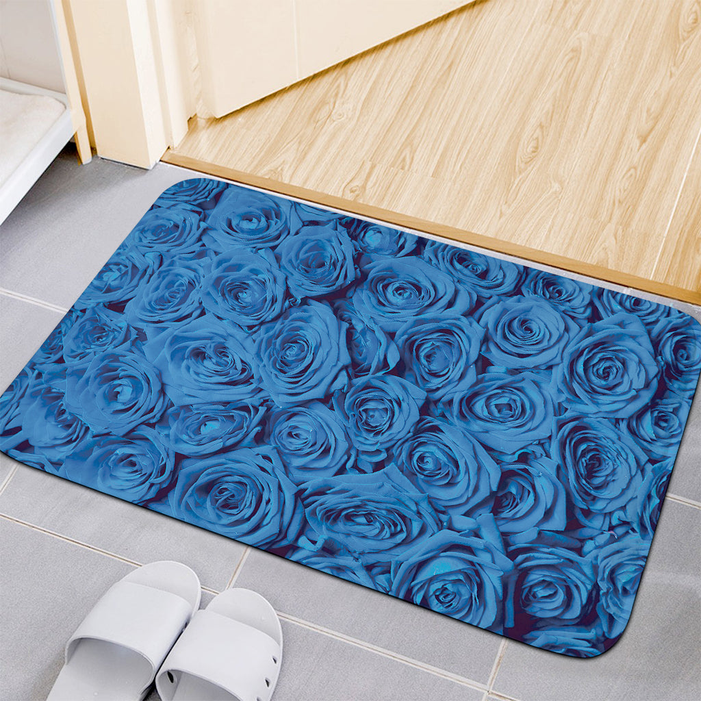 Blue Rose Print Indoor Door Mat