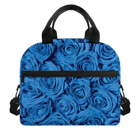 Blue Rose Print Insulated Lunch Bag