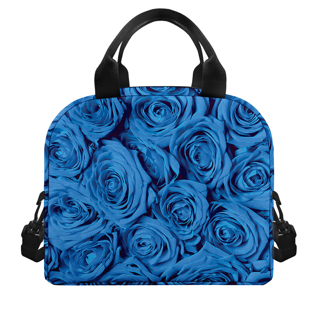 Blue Rose Print Insulated Lunch Bag