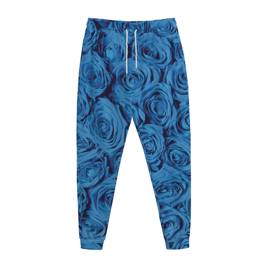 Blue Rose Print Jogger Pants