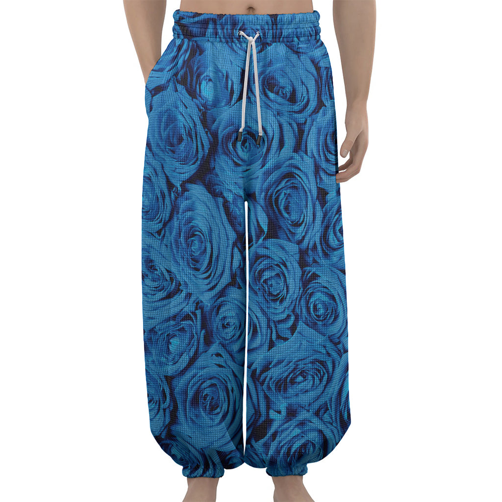 Blue Rose Print Lantern Pants