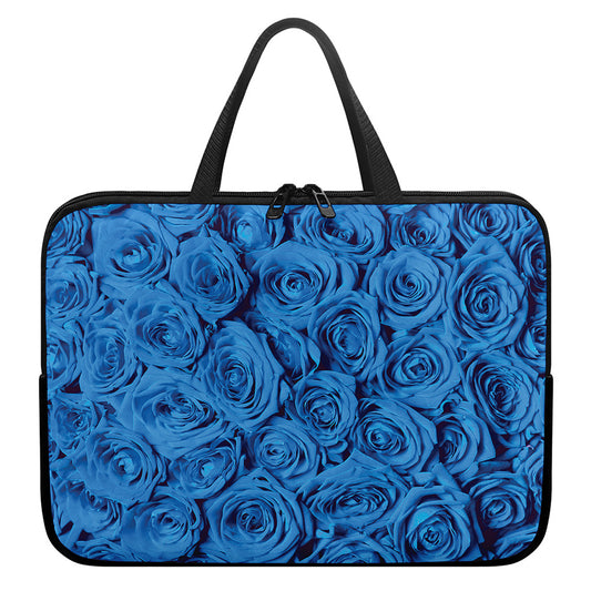 Blue Rose Print Laptop Sleeve With Handle
