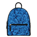 Blue Rose Print Leather Backpack