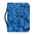 Blue Rose Print Leather Bible Cover