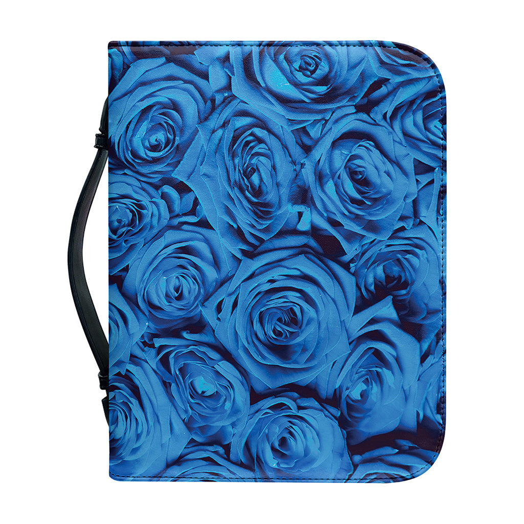 Blue Rose Print Leather Bible Cover