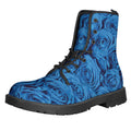 Blue Rose Print Lace-Up Boots