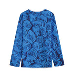 Blue Rose Print Long Sleeve Short Coat