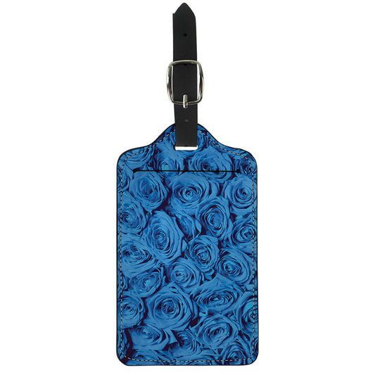Blue Rose Print Luggage Tag