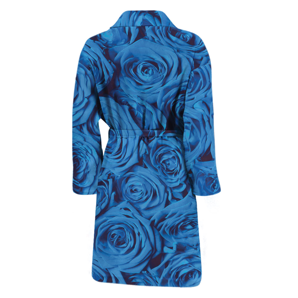 Blue Rose Print Men's Bathrobe