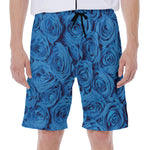 Blue Rose Print Men's Beach Shorts