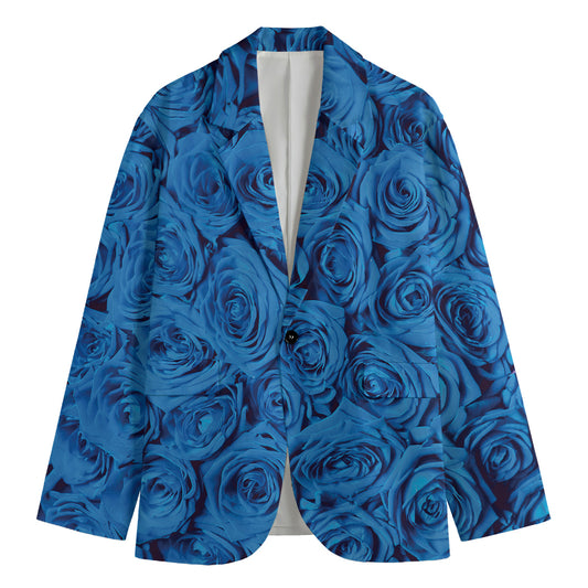 Blue Rose Print Men's Blazer