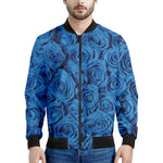Blue Rose Print Men's Bomber Jacket
