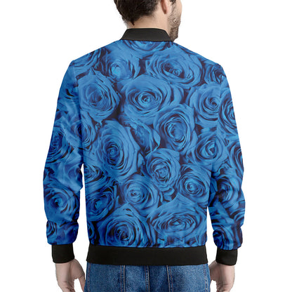 Blue Rose Print Men's Bomber Jacket