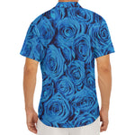 Blue Rose Print Men's Deep V-Neck Shirt