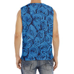 Blue Rose Print Men's Fitness Tank Top