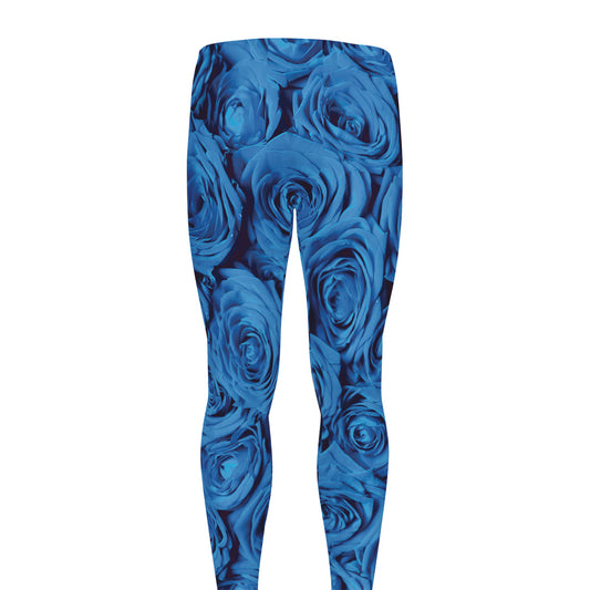 Blue Rose Print Men's leggings