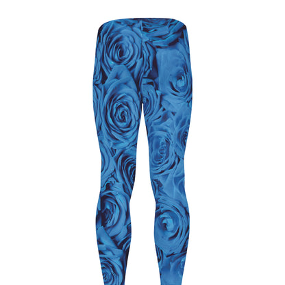 Blue Rose Print Men's leggings