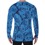 Blue Rose Print Men's Long Sleeve T-Shirt