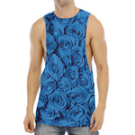 Blue Rose Print Men's Muscle Tank Top