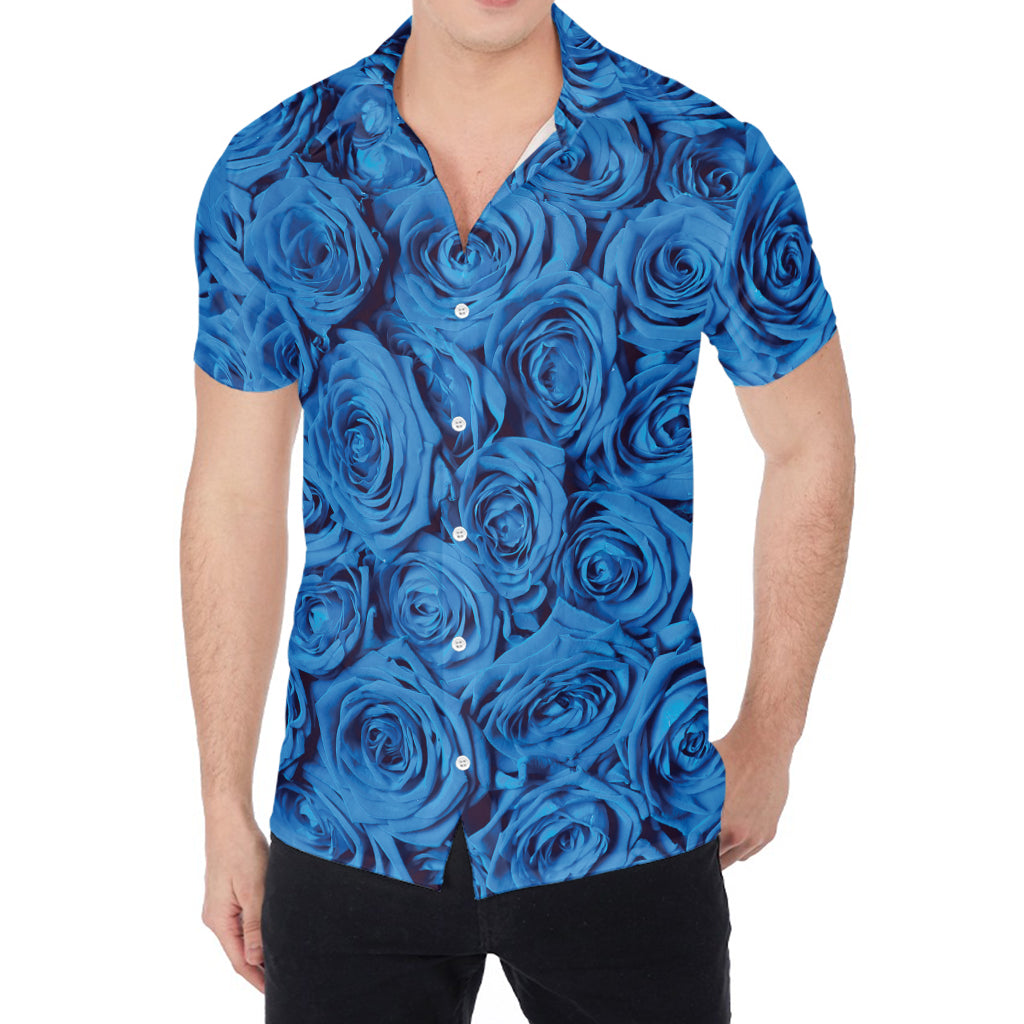 Blue Rose Print Men's Shirt
