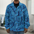 Blue Rose Print Men's Shirt Jacket