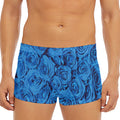 Blue Rose Print Men's Short Boxer Briefs