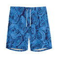 Blue Rose Print Men's Athletic Shorts