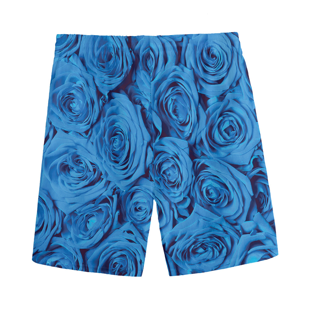Blue Rose Print Men's Sports Shorts