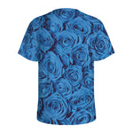 Blue Rose Print Men's Sports T-Shirt
