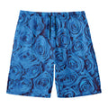 Blue Rose Print Men's Swim Trunks