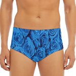 Blue Rose Print Men's Triangle Swim Briefs