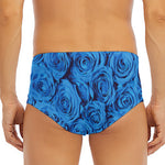 Blue Rose Print Men's Triangle Swim Briefs