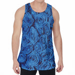 Blue Rose Print Men's Velvet Tank Top