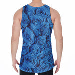 Blue Rose Print Men's Velvet Tank Top