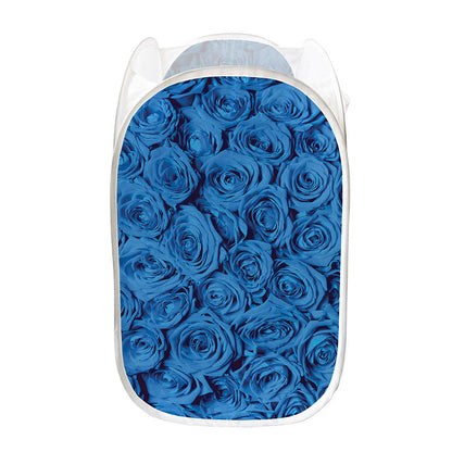 Blue Rose Print Mesh Laundry Hamper