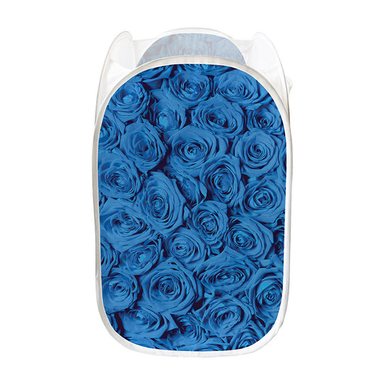 Blue Rose Print Mesh Laundry Hamper
