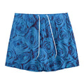 Blue Rose Print Mesh Shorts