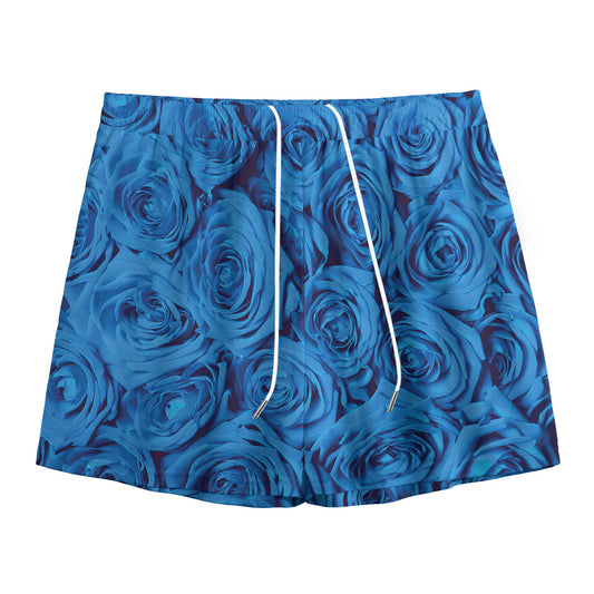 Blue Rose Print Mesh Shorts