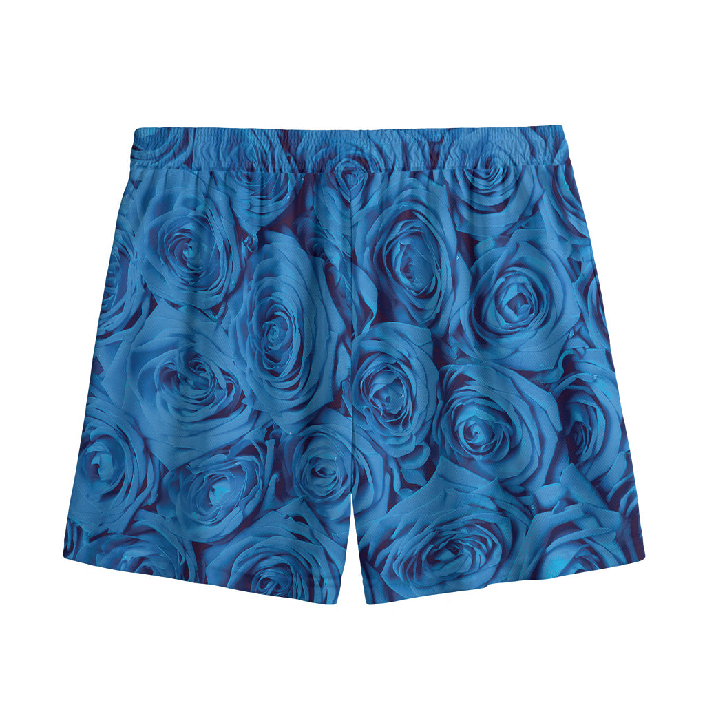 Blue Rose Print Mesh Shorts