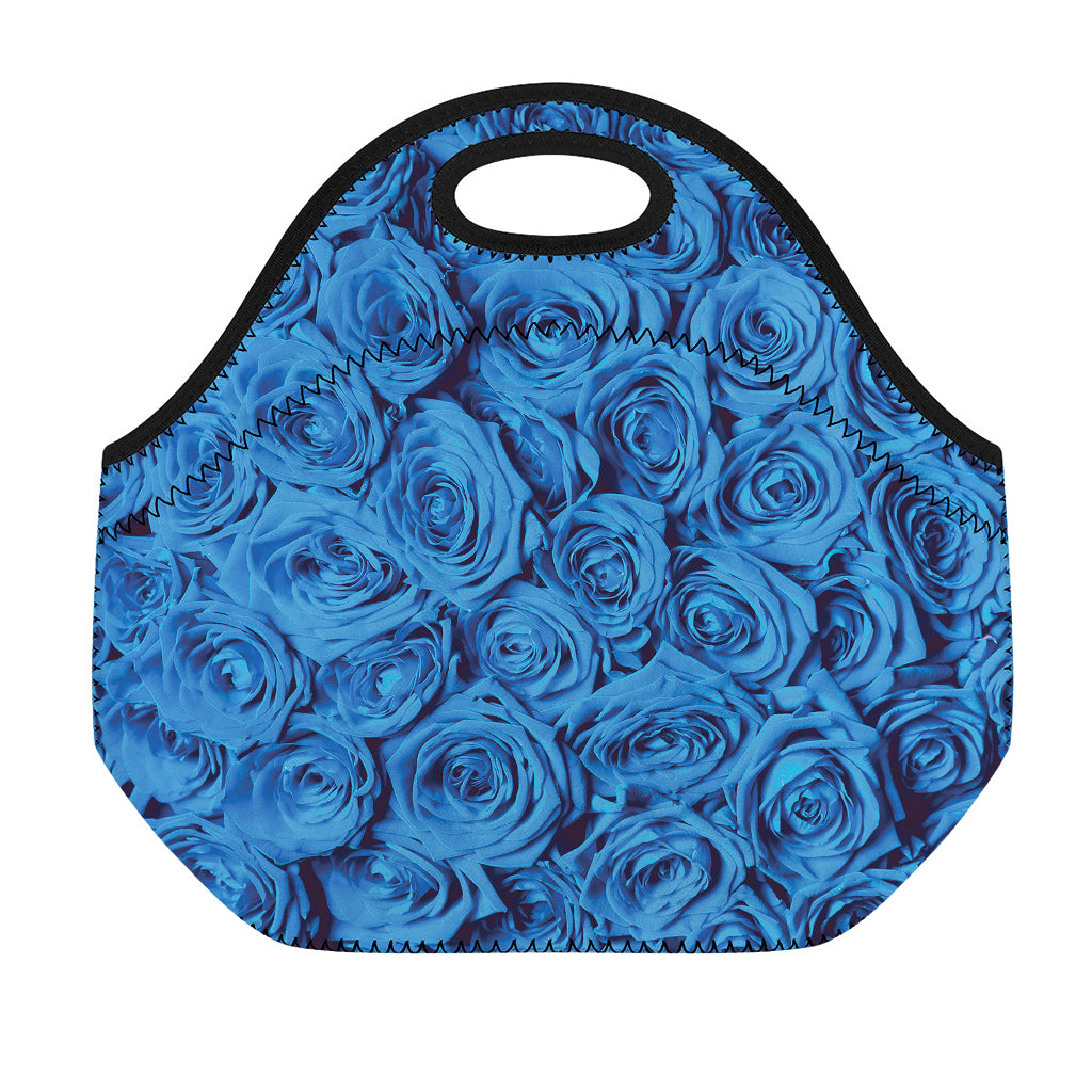 Blue Rose Print Neoprene Lunch Bag