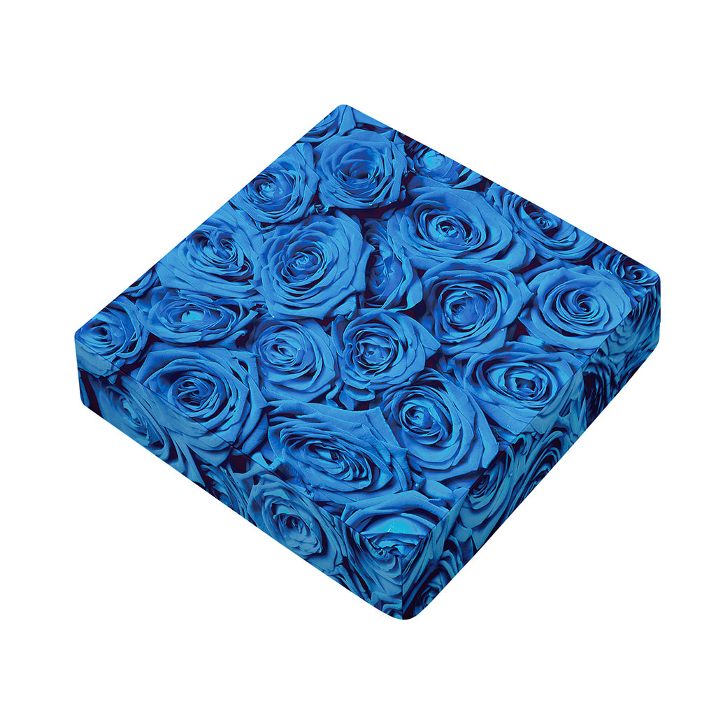 Blue Rose Print Outdoor Seat Cushion Cover