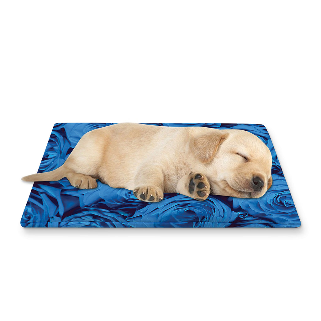 Blue Rose Print Pet Cooling Mat Cover